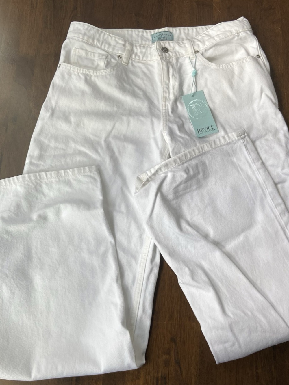 REVICE Denim TLC Optical White Womens Jeans 29 33x35 Baggy Low Rise Wide Leg NWT